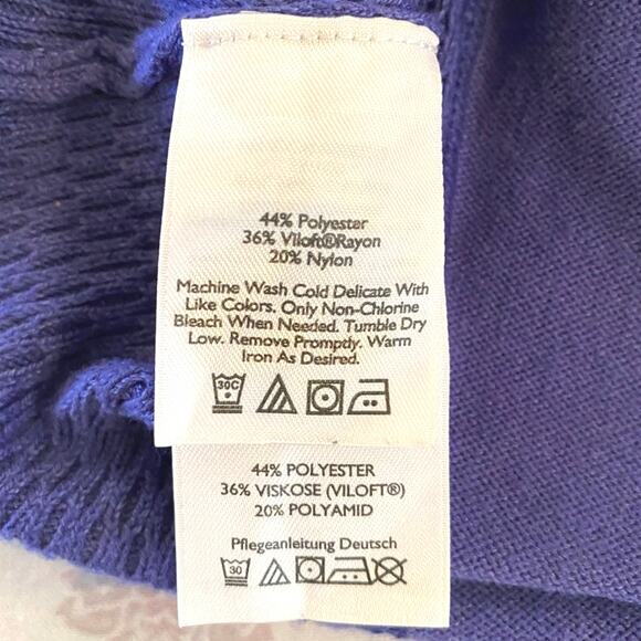 VTG EDDIE BAUER 1/2 Zip Pullover Knit Mock Neck‎ Sweater SZ S Purple Blue Preppy - Picture 7 of 8